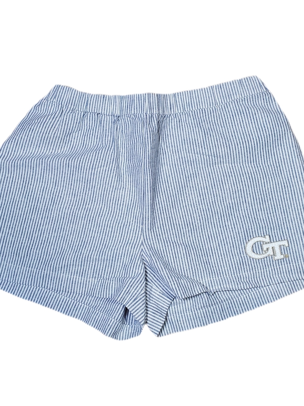 SHEIN Striped Blue and White Women’s Shorts with GT Monogram Sz M